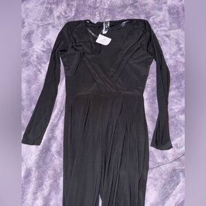 Windsor Black Long Sleeve V-Neck Jumpsuit